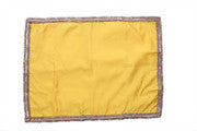 MY GOD GIFT Yellow Plain Puja Aasan Cloth with Decorative Lace Border – Mandir Chowki Altar Cloth for Temple, God Idol Placement & Puja Rituals (20 x 20 Inch / 50.80 x 50.80 cm) Pack of 1