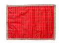 MY GOD GIFT Silk Puja Aasan Cloth – Red Check Design with Embroidery Lace Border, Puja Chowki Altar Cloth for Mandir, Home Temple & God/Goddess Idols, Size ((20 x 40 Inch / 50.80 x 101.60 cm) Pack of 3