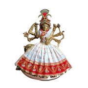 My God Gift Navratri Special, MATA Rani Vastra, Devi MATA Poshak, Durga MATA Dress, Radha Rani Poshak for Standing Idol, Made of Silk Cloth ( White SIZE = 4 Inches (10.16 Centimeter)