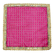 MY GOD GIFT Pink Check Decorative Cloth with Lace Design Border – 20 x 20 Inch (50.80 x 50.80 cm) Square Table Cover / Altar Cloth for Home Décor, Prayer & Gift Pack of 2