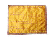 MY GOD GIFT Silk Puja Aasan Cloth – Yellow Check Design with Embroidery Lace Border, Puja Chowki Altar Cloth for Mandir, Home Temple & God/Goddess Idols, Size 12 x 18 Inch Pack of 1