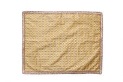 MY GOD GIFT Golden Check Puja Aasan / Altar Cloth with Decorative Lace Border | Mandir Prayer Mat for Puja & Religious Rituals | Size 20 x 20 Inch (50.80 x 50.80 cm) Pack of 2
