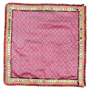 MY GOD GIFT Light Pink Check Decorative Cloth with Lace Design Border – 20 x 20 Inch (50.80 x 50.80 cm) Square Table Cover / Pooja Altar Cloth / Centerpiece Decoration Pack of 1
