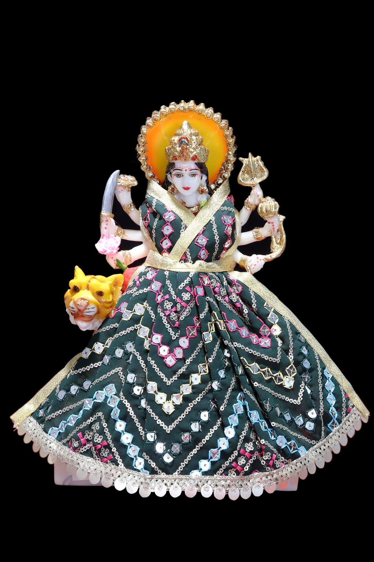 My God Gift Navratri Special, MATA Rani Vastra, Devi MATA Poshak, Durga MATA Dress, Radha Rani Poshak for Standing Idol, Made of Silk Cloth