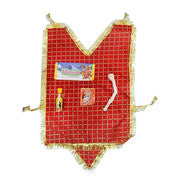 My God Gift Hanuman Chola with Silver Bark Sindoor,Janau, Chameli Oil, for Home/Temple/Festive Occassions, Hanuman Chola (Red with yellow grid patterns) Pack of 1