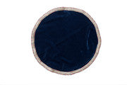 MY GOD GIFT Round Velvet THAALPOSH/Puja aasan for God Mandir/Prasad Thali Cover with MULTI LASE Work for Diwali, Navratri, karwa chauth and Various Puja Rituals 20 inches Navy Blue Comb 3