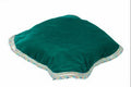 MY GOD GIFT Round Velvet THAALPOSH/Puja aasan for God Mandir/Prasad Thali Cover with MULTI LASE Work for Diwali, Navratri, karwa chauth and Various Puja Rituals 20 inches PEACOCK GREEN Pack of 1